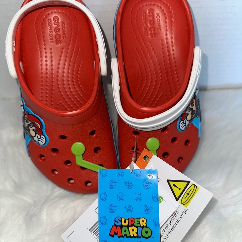 CROCS Kids' Red Super Mario Sandals with White Strap
